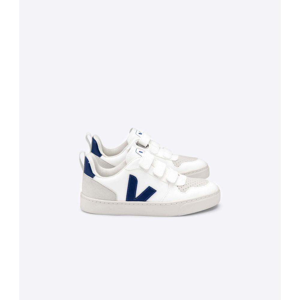 Kids\' Veja V-10 CWL Shoes White/Navy | ZA 774LIS